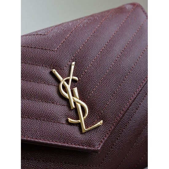 Fake YSL Saint Laurent Grain De Poudre Matelassé Chevron Envelope clutch bag burgundy Clone