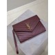 Fake YSL Saint Laurent Grain De Poudre Matelassé Chevron Envelope clutch bag burgundy Clone