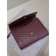 Fake YSL Saint Laurent Grain De Poudre Matelassé Chevron Envelope clutch bag burgundy Clone