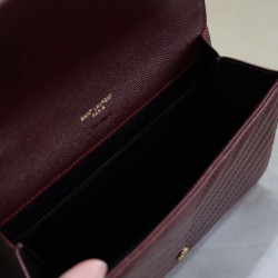 Fake YSL Saint Laurent Grain De Poudre Matelassé Chevron Envelope clutch bag burgundy Clone