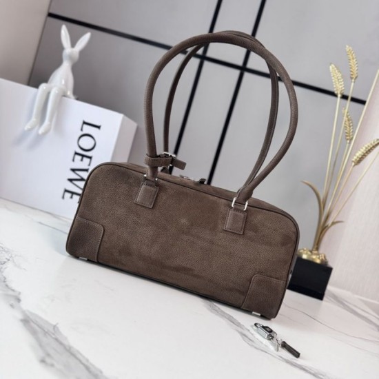 Fake Loewe Amazona 31 grained nubuck leather shoulder bag brown Clone