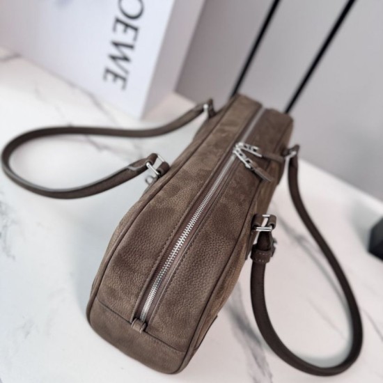 Fake Loewe Amazona 31 grained nubuck leather shoulder bag brown Clone
