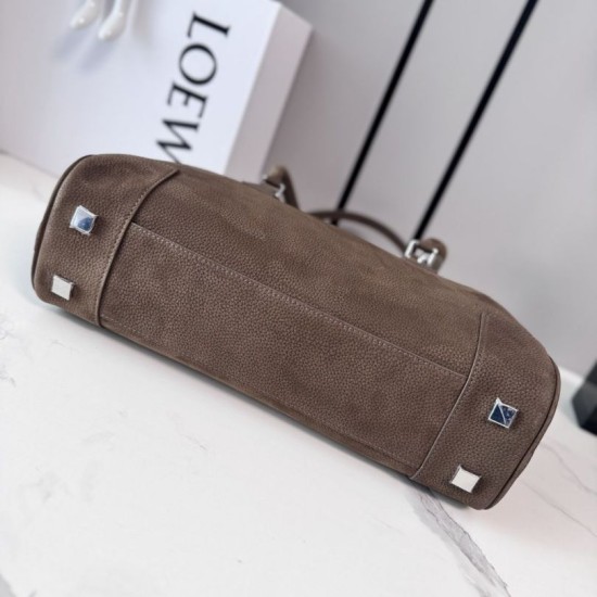 Fake Loewe Amazona 31 grained nubuck leather shoulder bag brown Clone