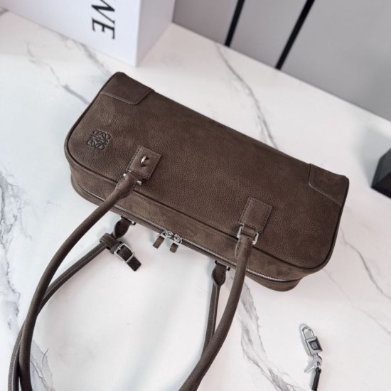 Fake Loewe Amazona 31 grained nubuck leather shoulder bag brown Clone
