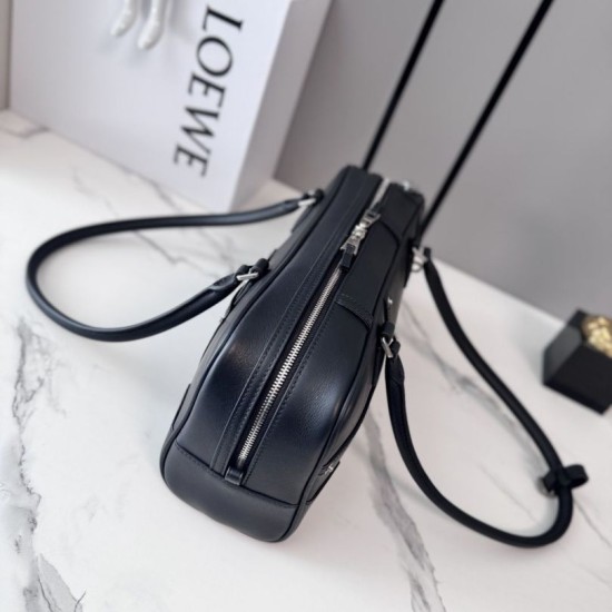Fake Loewe Amazona 31 grained nubuck leather shoulder bag black Clone