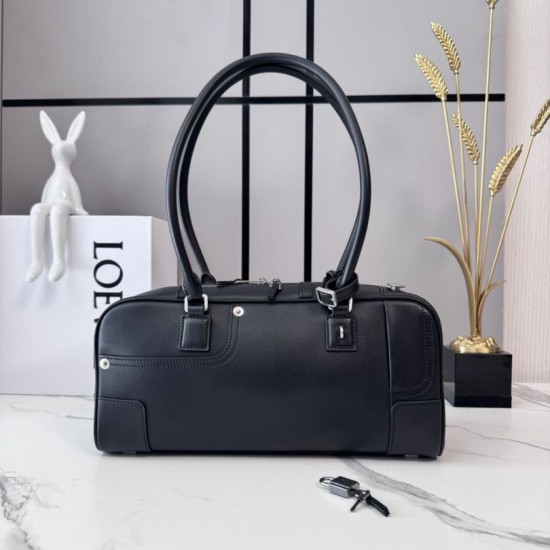 Fake Loewe Amazona 31 grained nubuck leather shoulder bag black Clone