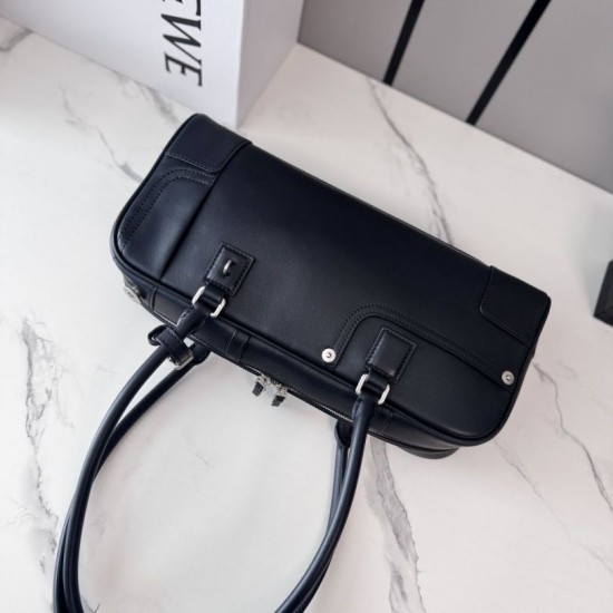 Fake Loewe Amazona 31 grained nubuck leather shoulder bag black Clone