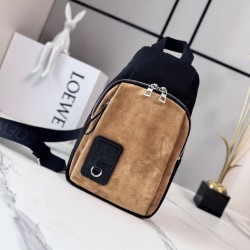 Fake Loewe Flex canvas and suede shoulder bags brown/black Clone