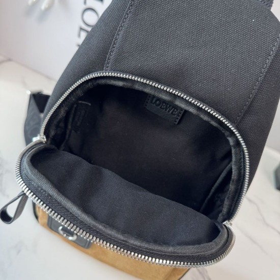 Fake Loewe Flex canvas and suede shoulder bags brown/black Clone