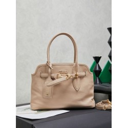 Fake Miu Miu Adventure leather tote bag creamy white Clone