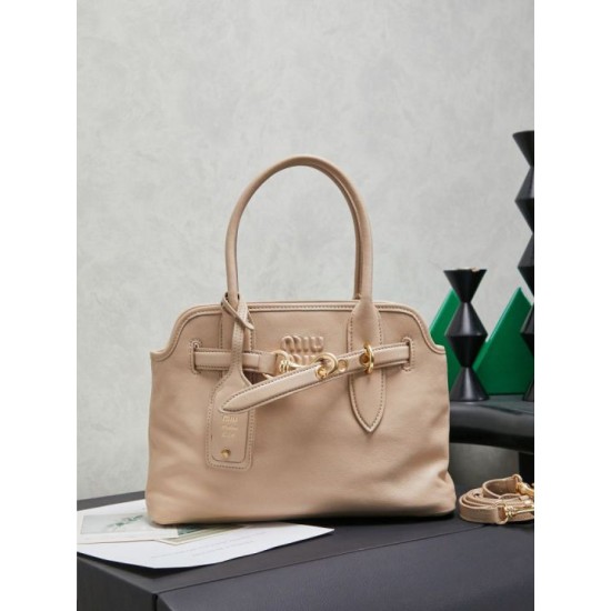 Fake Miu Miu Adventure leather tote bag creamy white Clone