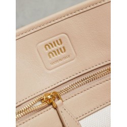 Fake Miu Miu Adventure leather tote bag creamy white Clone