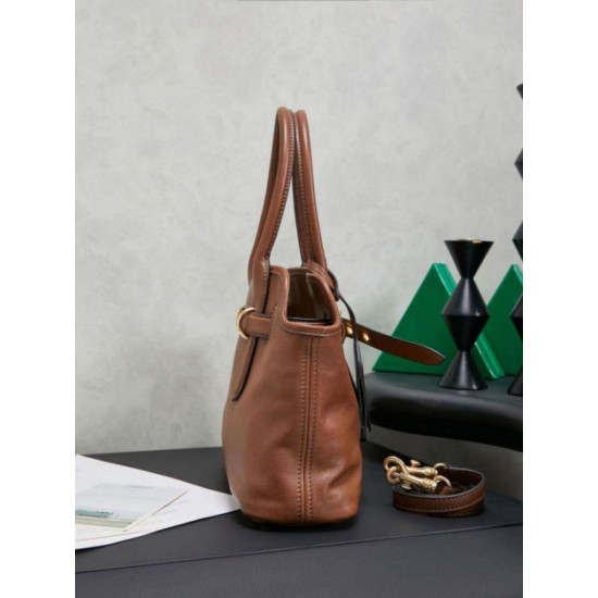 Fake Miu Miu Adventure leather tote bag brown 5BA292 Clone