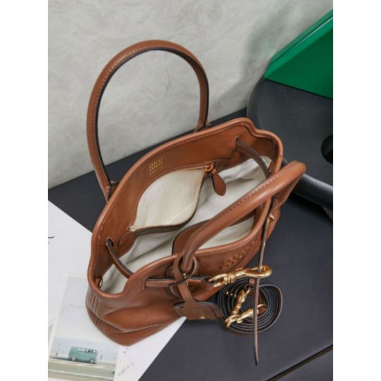 Fake Miu Miu Adventure leather tote bag brown 5BA292 Clone