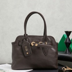 Fake Miu Miu Adventure leather tote bag coffee 5BA292 Clone