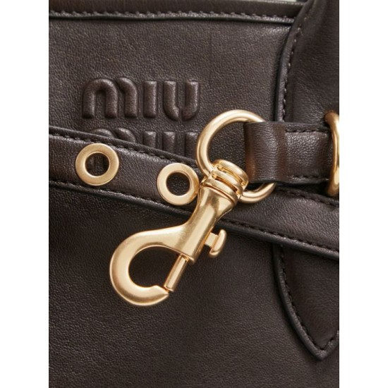 Fake Miu Miu Adventure leather tote bag coffee 5BA292 Clone