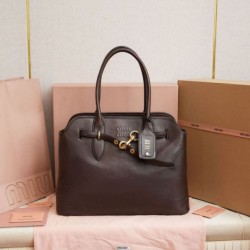 Fake Miu Miu Adventure nappa tote bag brown Clone