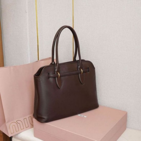 Fake Miu Miu Adventure nappa tote bag brown Clone
