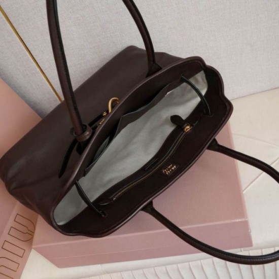 Fake Miu Miu Adventure nappa tote bag brown Clone