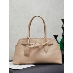 Fake Miumiu Adventure nappa tote bag cream 5BG310 Clone