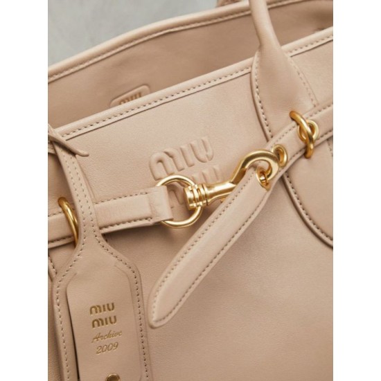 Fake Miumiu Adventure nappa tote bag cream 5BG310 Clone