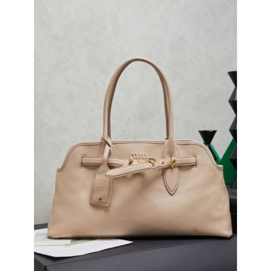 Fake Miumiu Adventure nappa tote bag cream 5BG310 Clone