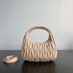 Replica Miu Miu Wander Matelasse Mini/Small Hobo Bag Beige Fake Dupes