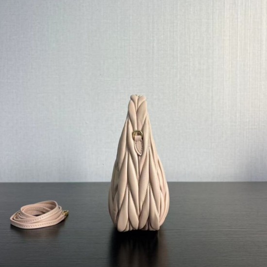 Replica Miu Miu Wander Matelasse Mini/Small Hobo Bag Beige Fake Dupes