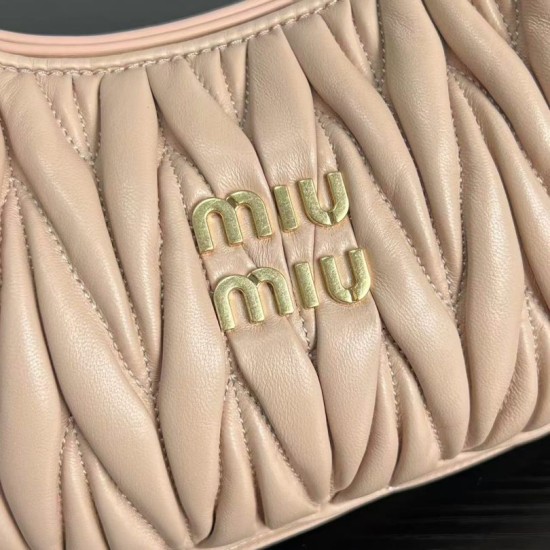 Replica Miu Miu Wander Matelasse Mini/Small Hobo Bag Beige Fake Dupes