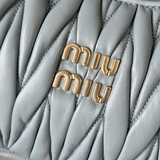 Replica Miu Miu Wander Matelasse Mini/Small Hobo Bag Blue Fake Dupes