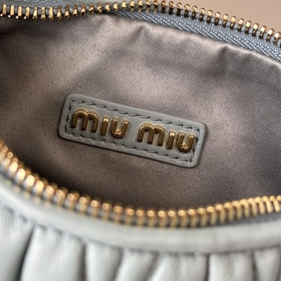 Replica Miu Miu Wander Matelasse Mini/Small Hobo Bag Blue Fake Dupes