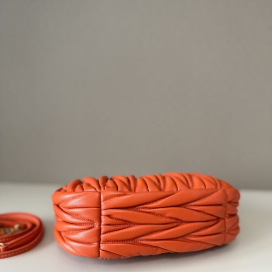 Replica Miu Miu Wander Matelasse Mini/Small Hobo Bag Orange Fake Dupes
