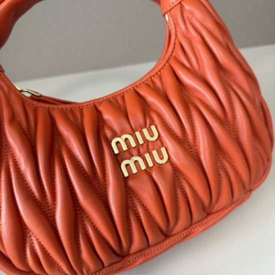 Replica Miu Miu Wander Matelasse Mini/Small Hobo Bag Orange Fake Dupes