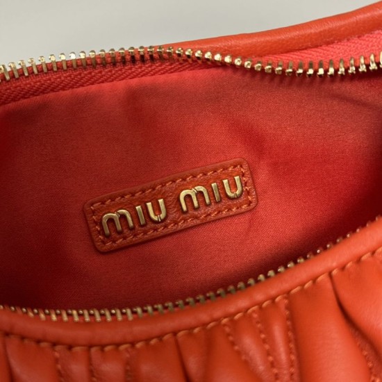 Replica Miu Miu Wander Matelasse Mini/Small Hobo Bag Orange Fake Dupes
