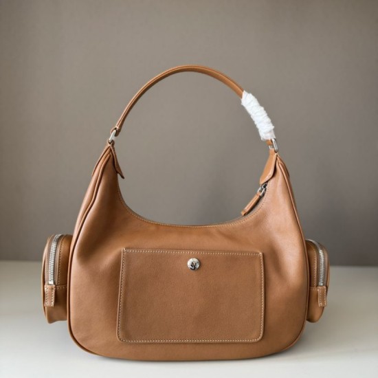 Replica Miu Miu Pocket Nappa Shoulder Bag 5BC189 Caramel Fake Dupes