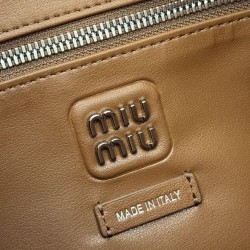 Replica Miu Miu Pocket Nappa Shoulder Bag 5BC189 Caramel Fake Dupes