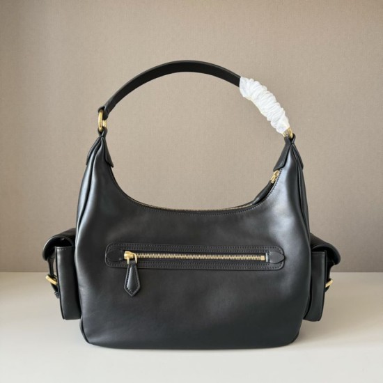 Replica Miu Miu Pocket Nappa Shoulder Bag 5BC189 Black Fake Dupes