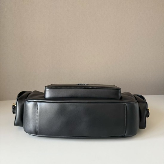 Replica Miu Miu Pocket Nappa Shoulder Bag 5BC189 Black Fake Dupes