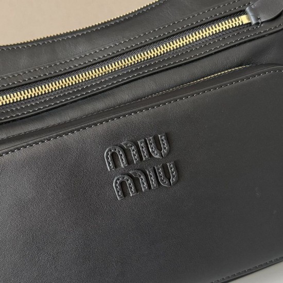 Replica Miu Miu Pocket Nappa Shoulder Bag 5BC189 Black Fake Dupes