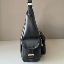 Replica Miu Miu Pocket Nappa Shoulder Bag 5BC189 Black Fake Dupes