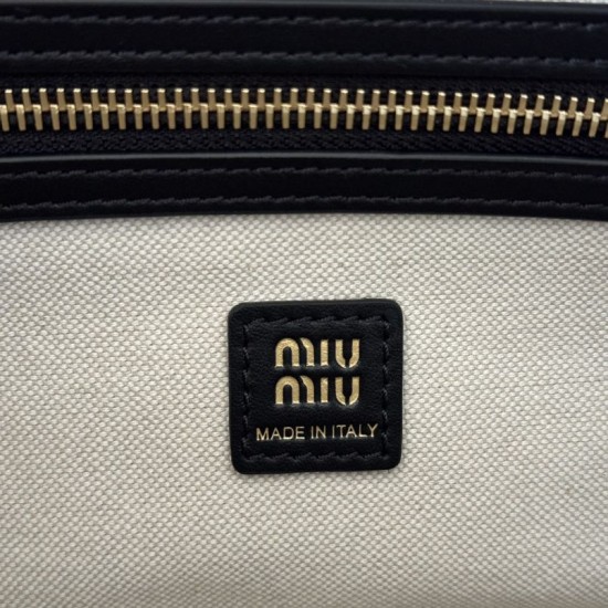 Replica Miu Miu Pocket Nappa Shoulder Bag 5BC189 Black Fake Dupes
