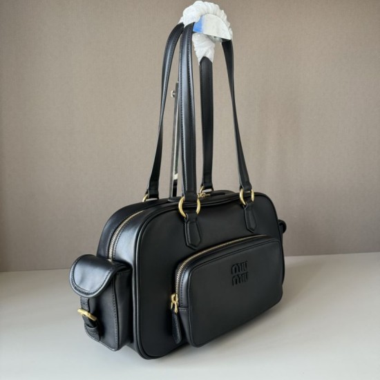 Replica Miu Miu Pocket Top Handle Crossbody Bags Black Fake Dupes