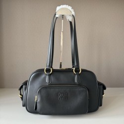 Replica Miu Miu Pocket Top Handle Crossbody Bags Black Fake Dupes