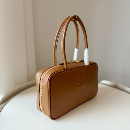 Replica Miu Miu Beau Top Handle Bag 5BB172 Brown Fake Dupes