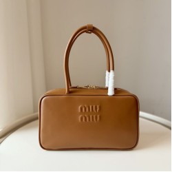 Replica Miu Miu Beau Top Handle Bag 5BB172 Brown Fake Dupes