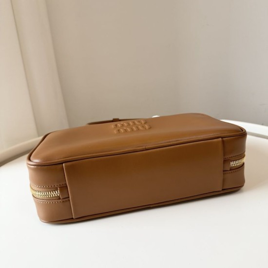 Replica Miu Miu Beau Top Handle Bag 5BB172 Brown Fake Dupes