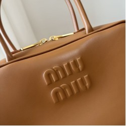 Replica Miu Miu Beau Top Handle Bag 5BB172 Brown Fake Dupes