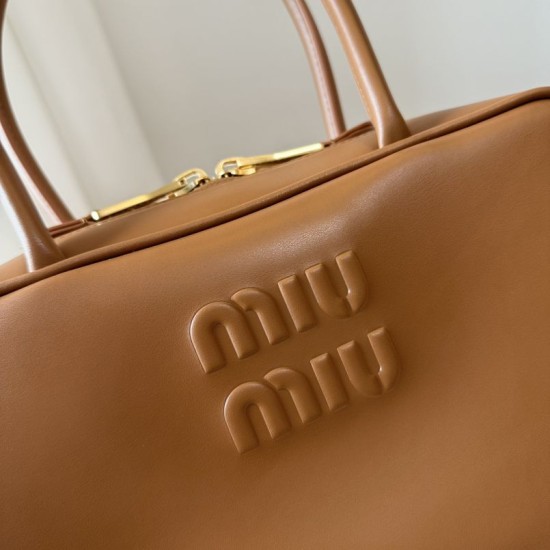 Replica Miu Miu Beau Top Handle Bag 5BB172 Brown Fake Dupes