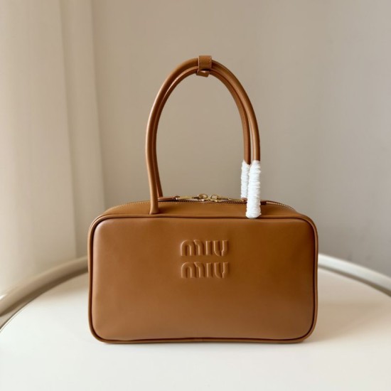 Replica Miu Miu Beau Top Handle Bag 5BB172 Brown Fake Dupes