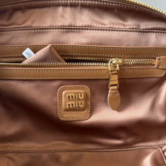 Replica Miu Miu Beau Top Handle Bag 5BB172 Brown Fake Dupes